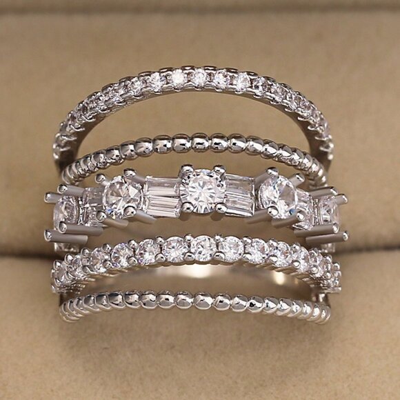 💞  Latest Design 925 Silver Plated White CZ Wedding Ring, FB16FA1133 - Picture 3 of 7